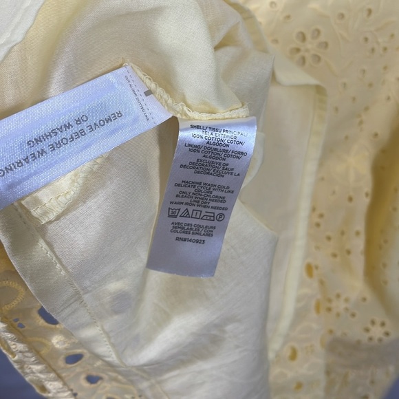 LOFT Soft Yellow eyelet Lace Blouse NWOT - Picture 6 of 8